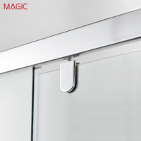 Paroi de douche coulissante incurvée MAGIC F18 pour hôtel et maison d'hôtes, en verre trempé, séparation sec/humide, design européen, cadre en aluminium