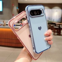 Étui de téléphone portable en TPU souple de couleur bonbon avec motif cœur électro-plaqué pour Google Pixel 10 Pro XL 10A 9 Pro, coque de téléphone antichoc