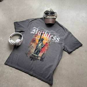 Camiseta de Hip Hop de gran tamaño para hombre, ropa de calle de algodón lavado Vintage, Camiseta con estampado gráfico de calle, camiseta personalizada para hombre - Product Image 2