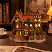 Kit de puzzle de villa de jardin en bois 3D, modèle de maison à construire soi-même, modèle miniature artisanal à assembler, décoration de maison miniature