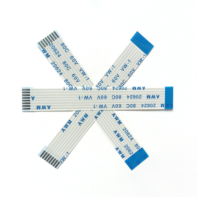 AWM FFC/FPC Cable 80c 60v vw 10pin 0.5mm 30cm Forward Direction Flexible Cord Environmentally Friendly PVC Blue and White Cable