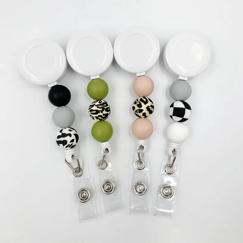 2022 New Silicone Beads Alligator Clip retrattile Badge Reel infermiera regalo/nome Badge ID Holder Badge Reel