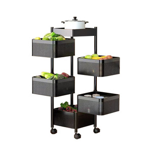Étagère à légumes en acier au carbone sans assemblage, autoportante, mobile, 5 niveaux, carrée, rotative et amovible pour <span class=keywords><strong>cuisine</strong></span> - Product Image 5