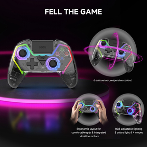HG04I RGB <b>Wireless</b> Gaming <b>Controller</b> for P5 IOS Android <b>PC</b> 6-Axis Gyro Hall Effect Joysticks & Programmable Buttons - Product Image 4