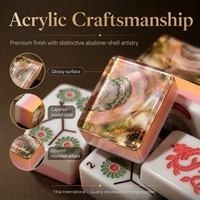 Jeu de Mahjong Américain Portable 160 Pièces en Acrylique Vierge Lucite Tuiles Florales Artistiques Haute Densité Luxe Personnalisé