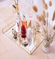 Plateau miroir doré, plateau miroir rectangulaire pouvant contenir du parfum, des bijoux, des cosmétiques, plateau de décoration de chambre