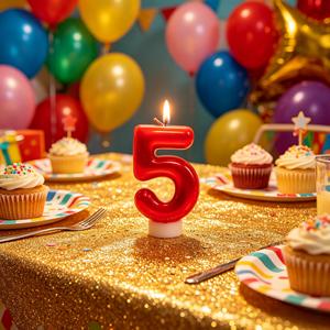 Candela Decorativa per Torta di Compleanno Numero 5, in Paraffina, Senza Profumo, Senza Gocciolamento, 6 cm - Product Image 5