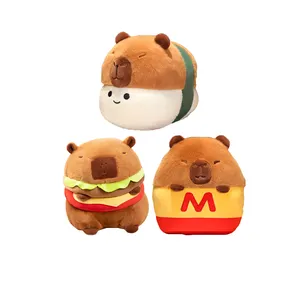 Kawaii Fluffy Hamburger Capybara Knuffeldier Poppen Sushi Capibara Pluchen Speelgoed Creatief Chip Capibara Zacht Kussen Klaar Om Te Verzenden