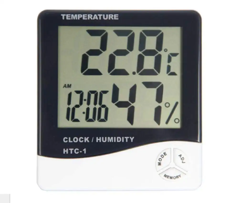 Elektronisches LCD-Digitaluhr-Hygrometer-Thermometer im Freien Innen thermometer-Hygrometer-HTC-1