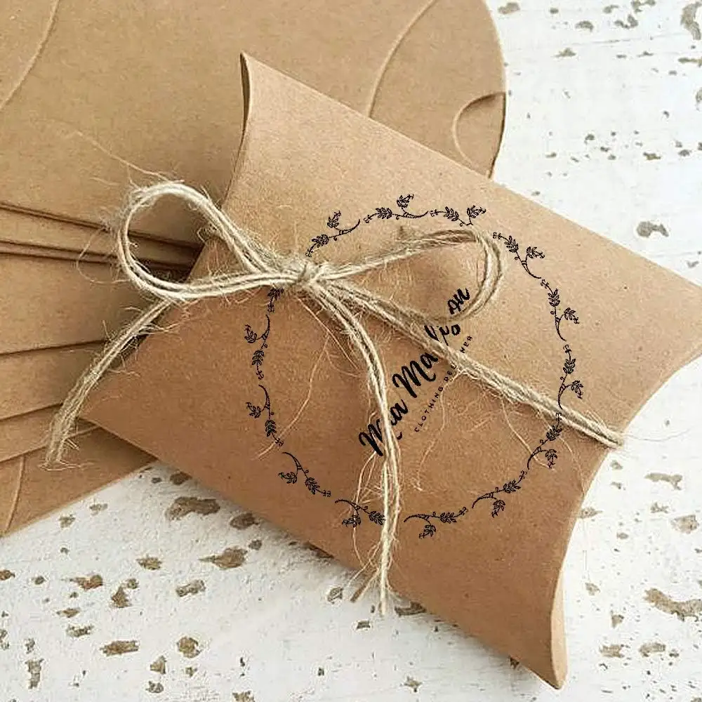Kraft Paper Boxes Christmas Supplies Gift Box Packaging Pillow Shape Candy Box Bag For DIY Wedding Party Favor