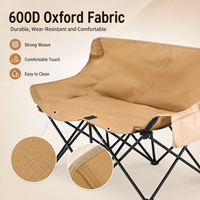 Chaise pliante en acier inoxydable pour 2 personnes, chaise de camping portable avec dossier pour pique-nique, plage, pêche, repas, randonnée