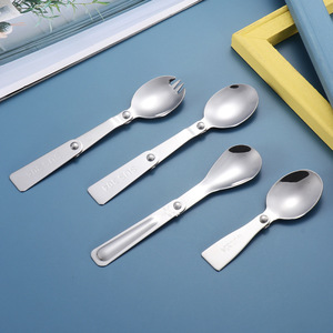 Cuillère et fourchette pliantes en acier inoxydable 304, couverts portables pour le camping en plein air, pour les étudiants, pour les voyages - Product Image 4