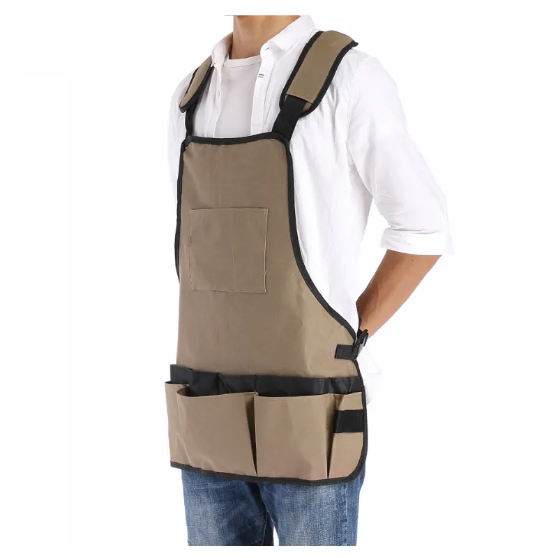 2021 di alta qualità Durevole Heavy Duty Giardino Canvas Cross-Back Cinghie Grembiule Da Lavoro attrezzo Da Giardino grembiule con Lo Strumento tasche