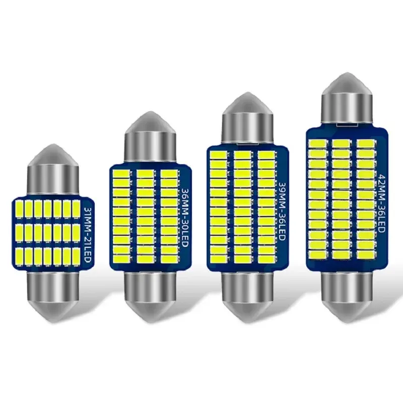 אור כיפת LED לרכב 31 מ""מ 36 מ""מ 39 מ""מ 41 מ""מ 12V נורות לבנות C5W C10W 3014 Led לרכב לוחית רישוי פנים אור קריאה