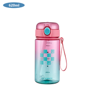 Bouteille d'eau Yiben Yiben, nouveau design, 620 ml, sans BPA, sport, avec couvercle à clic manuel, paille, couleur dégradée