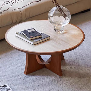 Mesa de Centro Redonda Scarpa de Madera Maciza, Estilo Retro, Muebles para Sala de Estar - Product Image 4