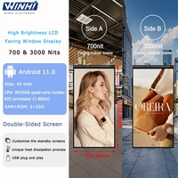 Pantalla LCD ultradelgada de 43/55/65" con 3000 nits de alto brillo para escaparates, señalización digital de doble cara.