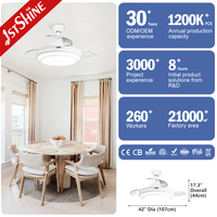 Ventilador de Techo 1stshine Nuevo, Decorativo, Plegable, 6 Velocidades, Motor Silencioso, Modo Verano/Invierno, Control por Voz, Ecológico, con Luz LED