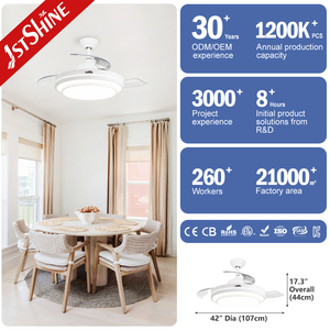 <span class=keywords><strong>Ventilateur</strong></span> de plafond LED 1stshine, décoratif, à pales pliables, dimmable, rétractable, avec éclairage LED - Product Image 3