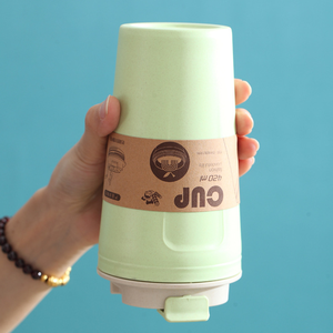 Taza de café de viaje de plástico de fibra de bambú respetuosa con el medio ambiente reutilizable al por mayor con pajita - Product Image 3