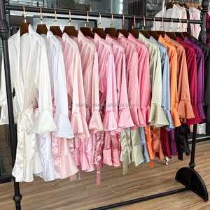 Al por mayor: Bata de satén de seda con volantes, kimono corto, elegante y lujosa, <span class=keywords><strong>para</strong></span> damas de honor, bodas, fiestas nupciales y como camisón de moda <span class=keywords><strong>para</strong></span> mujer. - Product Image 5