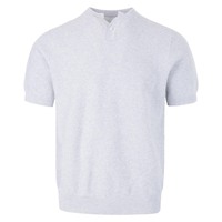 Instagram-geïnspireerd Old Money stijl grijs Henley-hals gebreid viscose T-shirt met korte mouwen en hoge elasticiteit, zomer 2025, heren