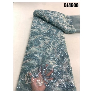 Pizzo netto da ricamo di alta qualità in Australia con ricchi di perline in tessuto di pizzo - Product Image 5