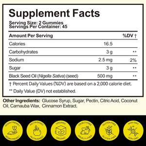 OEM minyak biji hitam Gummies 2% Thymoquinone suplemen minyak biji hitam untuk meningkatkan mobilitas sendi tingkat energi imitas - Product Image 2