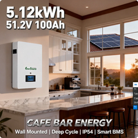 Baterai LiFePO4 48V 5kWh 51.2V 100Ah untuk Sistem Surya Hibrida yang Dipasang di Dinding