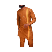 Europeo. Traje DE BODA africano para hombres Traje africano ajustado Traje de negocios de dos piezas Conjunto de boda para hombres Naranja (Top + Pantalones)