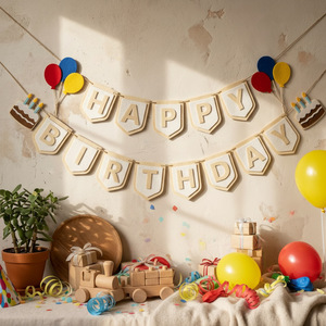 Guirnalda de Fieltro de Lujo para Cumpleaños, Decoración para Fiestas, Decoración para Chimenea, Familiar - Product Image 6