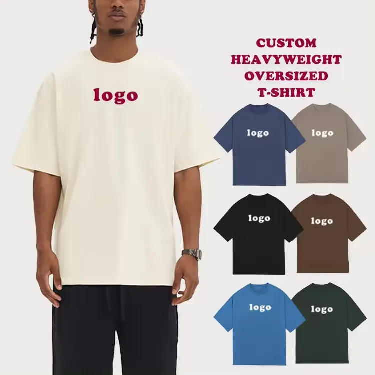 Hochwertig Großhandel individuelles Logo einfarbig schwergewicht Baumwolle hängende Schultern Herren Unisex übergroßes T-Shirt Tshirt T-Shirt für Herren
