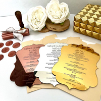 Cartes de menu personnalisées en acrylique miroir argenté et doré, design créatif, pour invitation Sweet 16, Quinceañera, mariage