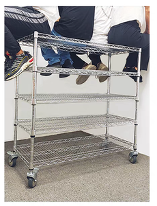 Peso Capapcity100kg Estantes electrochapados Apilamiento Equipo de almacén Estante de <span class=keywords><strong>metal</strong></span> con ruedas Estante de almacenamiento de garaje - Product Image 3