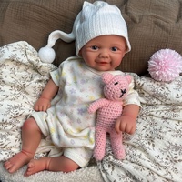 Poupée Reborn en Silicone Souple de 17 Pouces, Yeux Bleus, Corps Entier, Peinte par un Artiste, Réaliste, Faite à la Main, Nouveau-né Fille, Cadeau de Noël pour Enfants