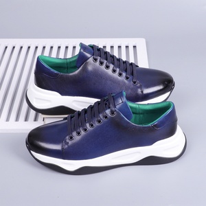 Men's Lace-up Genuine Leather Running <b>Shoes</b> European Design <b>Height</b> <b>Increasing</b> for Cross-Border Foreign Trade - Product Image 4