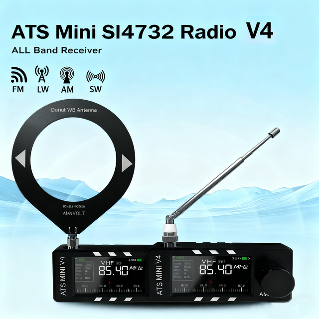 AMNVOLT V4 ATS MINI SI4732 Radio ALL Band DSP FM AM SSB LSB USB Receiver 1.9" Screen 3.5mm/Type-C/SMA-KE Interfaces Built-in