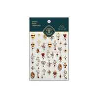 Autocollants pour ongles en forme de cœur d'ange doré métallique, style gothique rétro, pour la manucure DIY