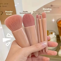 Ensemble de 5 pinceaux de maquillage portables avec miroir - Trousse de voyage pliable, mini ensemble de pinceaux de maquillage, ensemble de pinceaux de maquillage de voyage