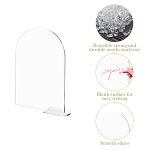 クリア 無地 アーチ型 結婚式テーブルナンバー DIY アクリルサイン スタンド付き ウェディング レセプション イベント パーティー センターピース装飾 - Product Image 3