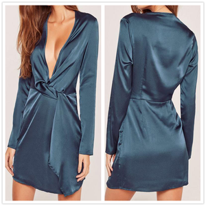 Diseña tu propia ropa Vestido de cambio informal de túnica suelta sexy con cuello en V profundo de manga larga para mujer - Product Image 5