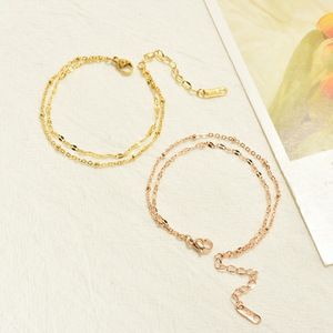New Products Simple <b>Titanium</b> Steel 18k Gold Rose Gold Double-layer <b>Chain</b> Bracelet Stainless Steel Non-fading Hand Jewelry Women - Product Image 4