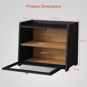 Boîte à pain à double porte vitrée, armoire de rangement pour pain et en-cas, usage cuisine - Product Image 2