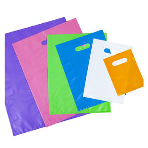 Bolsa de la compra de plástico troquelada de mercancía personalizada con logotipo impreso personalizado de fábrica de código fuente barata con asa - Product Image 1