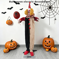 Nouvelle Décoration de Scène pour Halloween 2026 : Clown Électrique Lumineux de 1,8 m, Contrôlé par la Voix et Capteur, Idéal pour Maison Hantée et Salle Secrète