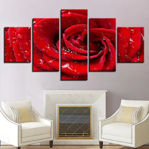 Arte de la pared Decoración para el hogar HD Poster 5 piezas 4gtroutermodular Pictures Flower4gcanvas Painting Frame Prints Colorful Rose Restaurant