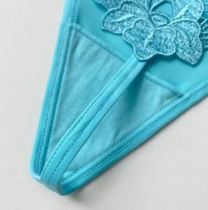 Mutandine Sexy a vita bassa con decorazione in pizzo traspirante Spandex biancheria intima tinta unita <span class=keywords><strong>Micro</strong></span> Bikini - Product Image 5