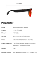 Lunettes Intelligentes Connectées avec Caméra Anti-Tremblement 1080P et Optimisation d'Image IA en un Clic pour la Création de Contenu Cycliste
