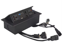 Eingebettete Reihensteckdose mit versteckter Verbindung, Pop-up-Industrie-Desktop-Steckdosenleiste 10A 2 USB Multifunktionsbox für Büro-Audioausrüstung