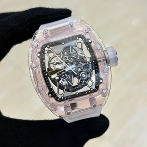 Reloj Deportivo para Hombre, Personalizado, con Caja Transparente Mecánica Hueca de Cristal Rosa de Lujo, Estilo Hip-Hop - Product Image 5